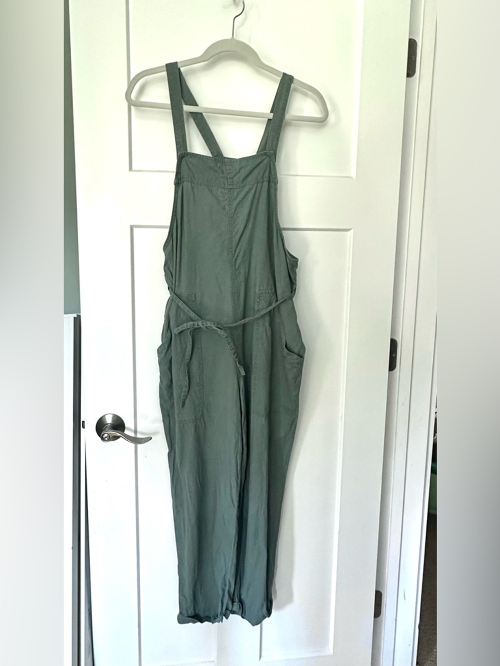 Universal Thread Olive Green Linen-Blend Overalls - Size Small